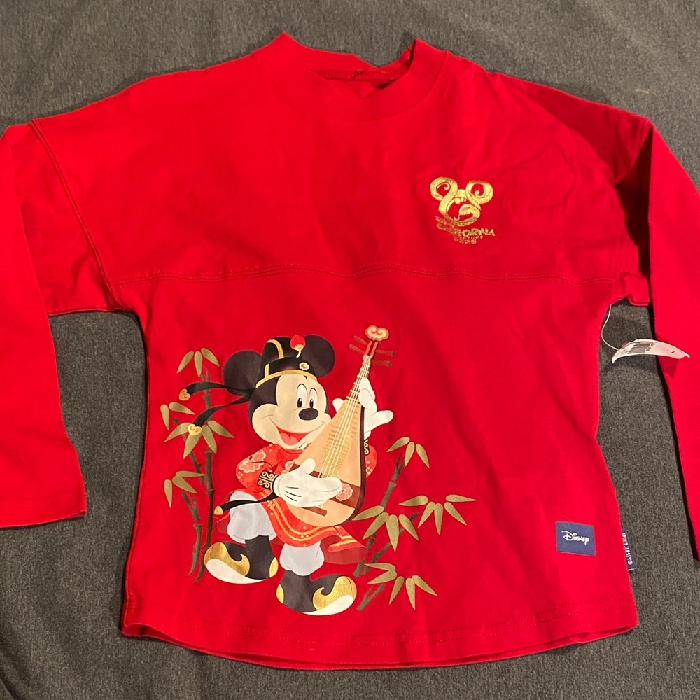 Disney Lunar New Year 2025  Red Long Sleeve Kids Tee with Mickey Mouse